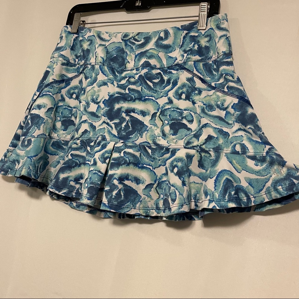 Eleven by Venus Williams Tennis Skort Skirt  Ruffled Hem Floral Blue Active Sz L - Picture 3 of 5